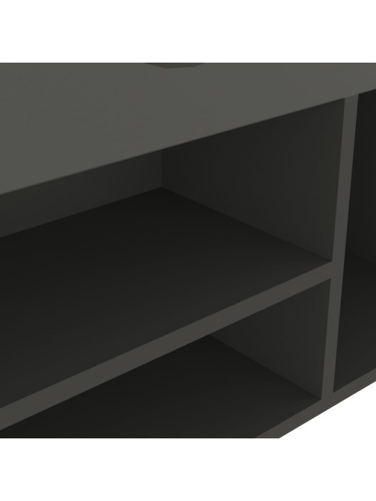 Lavice s botníkem a poduškou šedá 104x30x49 cm kompozitní dřevo