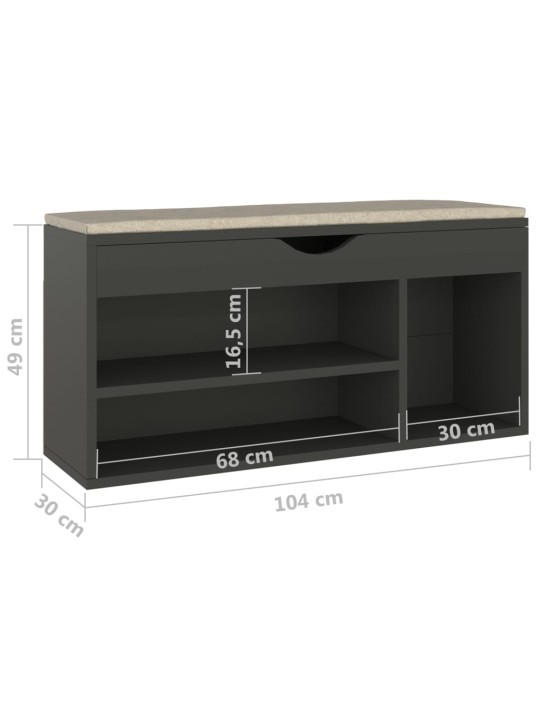 Lavice s botníkem a poduškou šedá 104x30x49 cm kompozitní dřevo