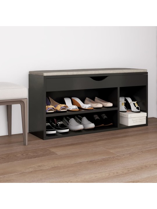 Lavice s botníkem a poduškou šedá 104x30x49 cm kompozitní dřevo