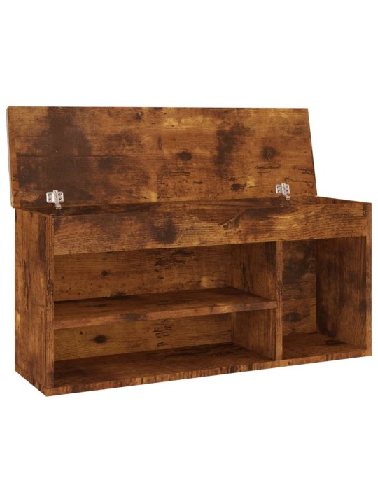 Lavice s botníkem a poduškou kouřový dub 104x30x49 cm kompozit