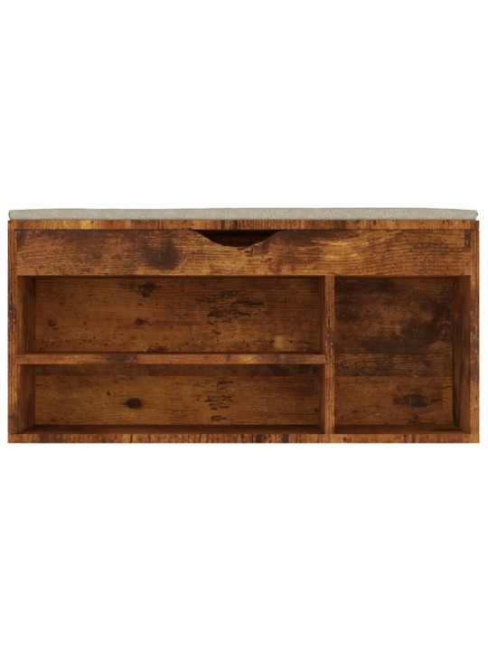 Lavice s botníkem a poduškou kouřový dub 104x30x49 cm kompozit