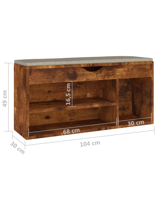 Lavice s botníkem a poduškou kouřový dub 104x30x49 cm kompozit