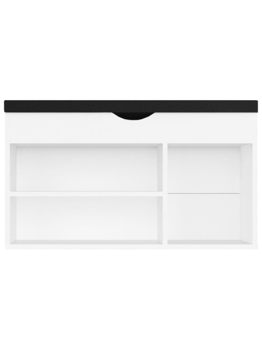 Lavice s botníkem a poduškou bílá 80x30x47 cm kompozitní dřevo