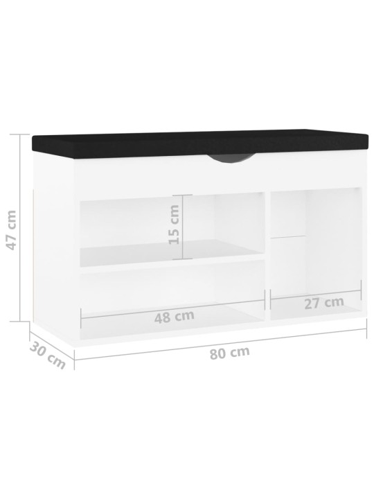 Lavice s botníkem a poduškou bílá 80x30x47 cm kompozitní dřevo