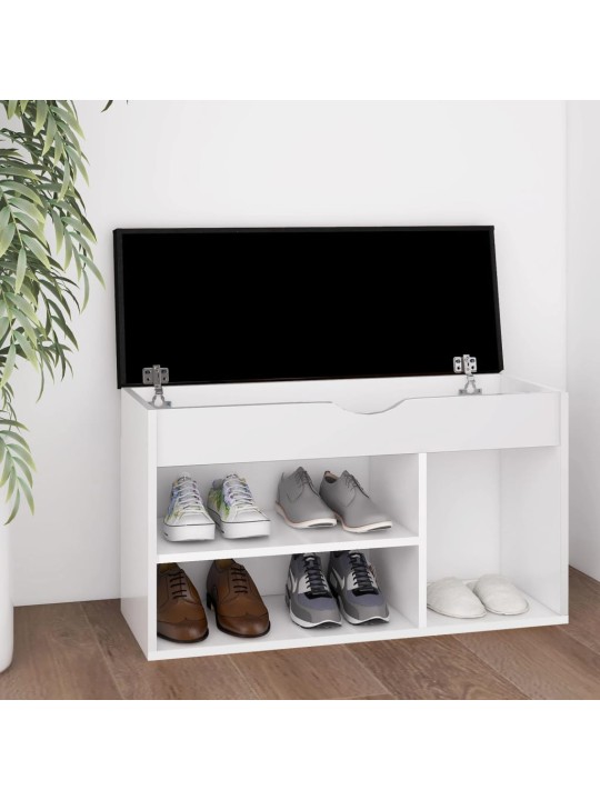 Lavice s botníkem a poduškou bílá 80x30x47 cm kompozitní dřevo