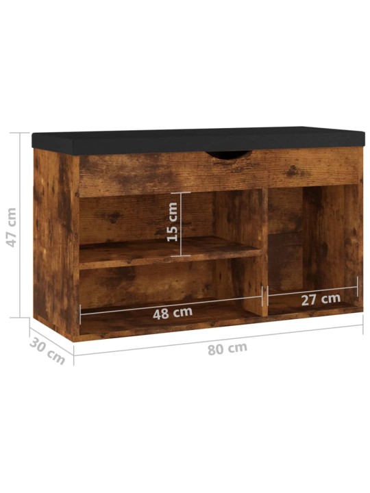 Lavice s botníkem a poduškou kouřový dub 80x30x47 cm kompozit