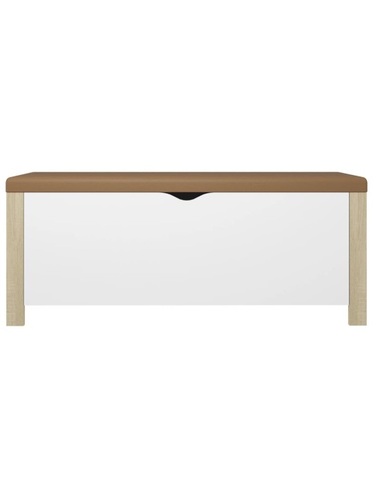 Úložný box s poduškou bílý a dub sonoma 105x40x45cm dřevotříska