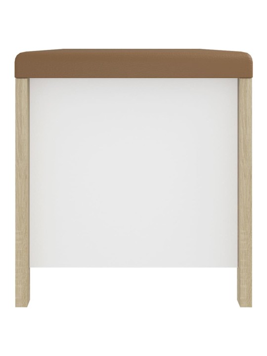 Úložný box s poduškou bílý a dub sonoma 105x40x45cm dřevotříska