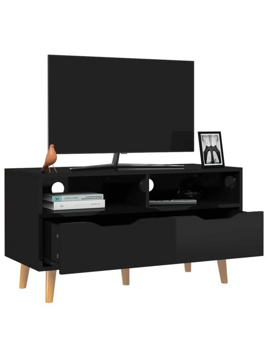 TV skříňka černá vysoký lesk 90 x 40 x 48,5 cm kompozitní dřevo