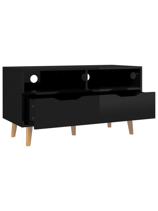 TV skříňka černá vysoký lesk 90 x 40 x 48,5 cm kompozitní dřevo