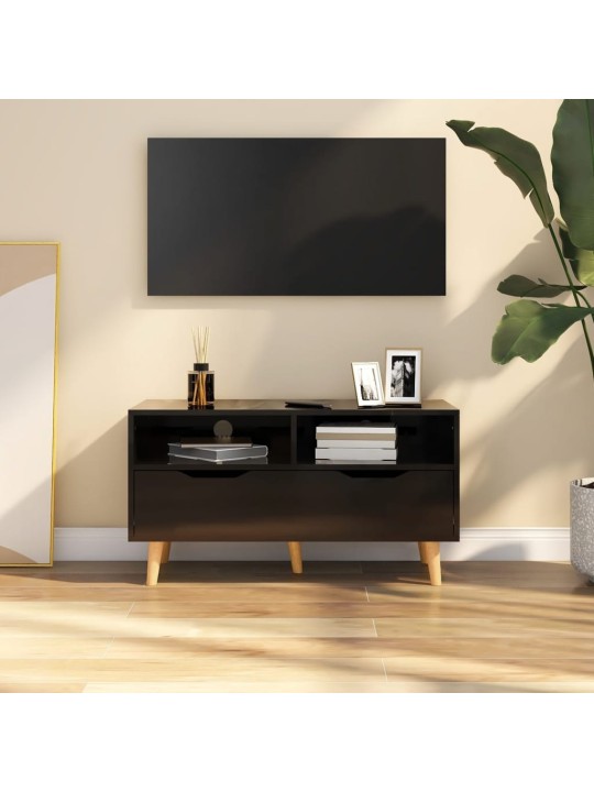 TV skříňka černá vysoký lesk 90 x 40 x 48,5 cm kompozitní dřevo