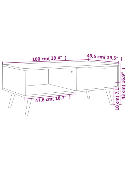 Konferenční stolek šedý 100 x 49,5 x 43 cm kompozitní dřevo