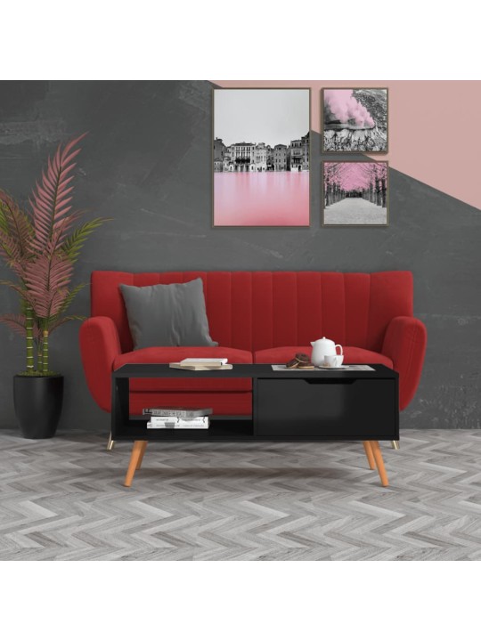 Konferenční stolek černý lesklý 100x49,5x43 cm kompozitní dřevo