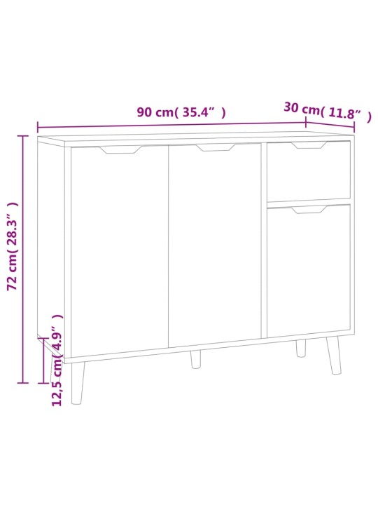 Příborník betonově šedý 90 x 30 x 72 cm kompozitní dřevo