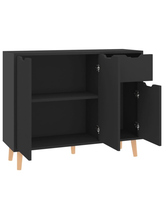 Příborník černý s vysokým leskem 90x30x72 cm kompozitní dřevo