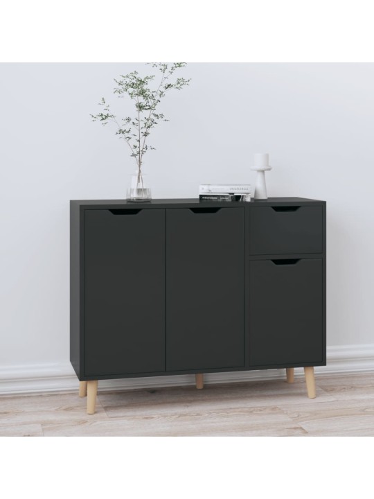 Příborník černý s vysokým leskem 90x30x72 cm kompozitní dřevo