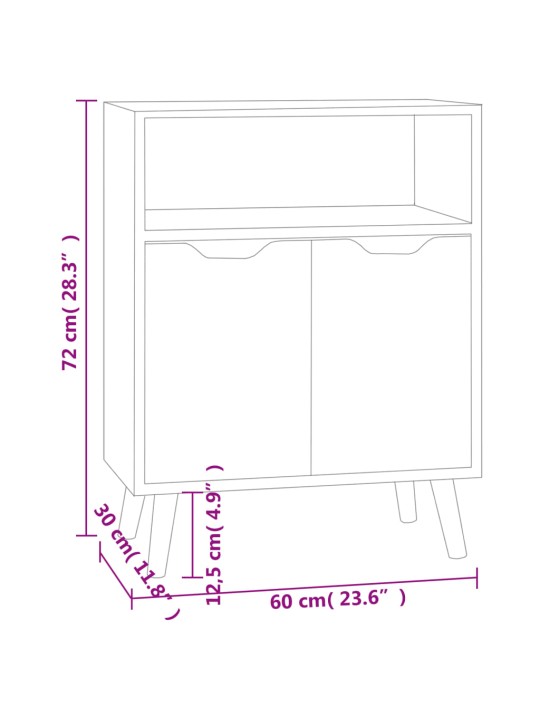 Příborník bílý s vysokým leskem 60x30x72 cm kompozitní dřevo