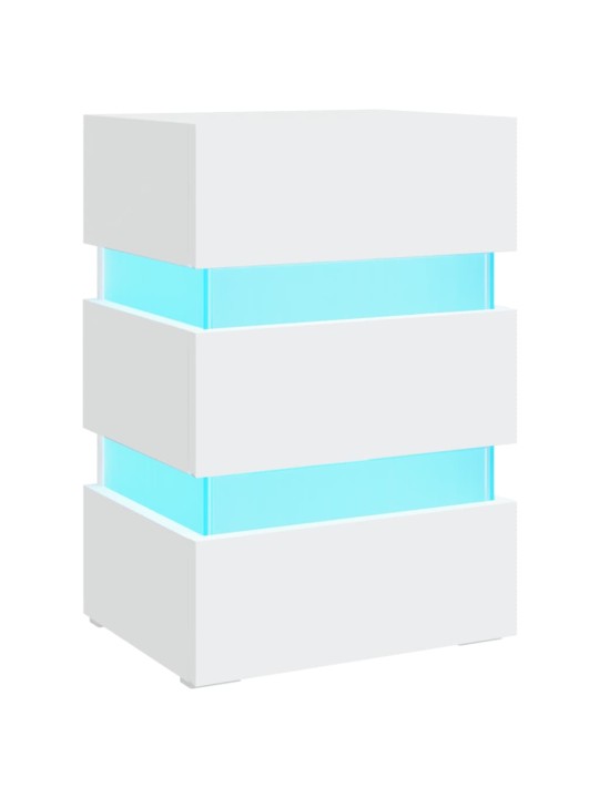 Noční stolek s LED bílý 45 x 35 x 67 cm kompozitní dřevo