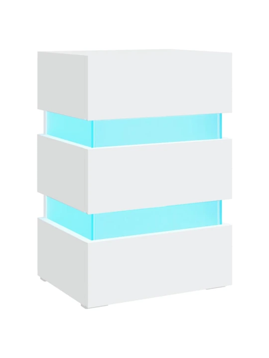 Noční stolek s LED bílý 45 x 35 x 67 cm kompozitní dřevo