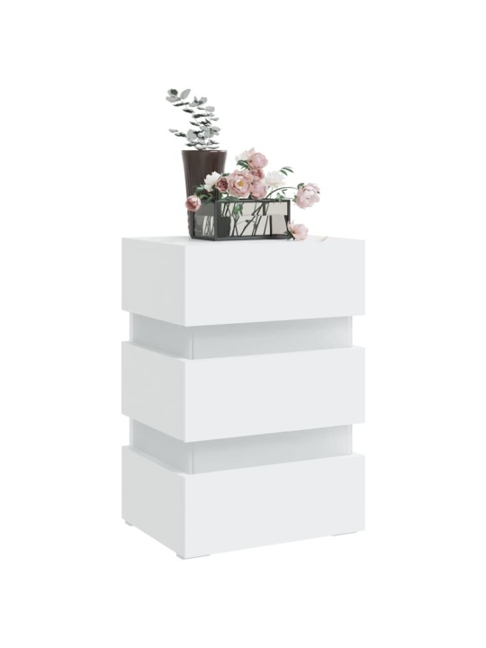 Noční stolek s LED bílý 45 x 35 x 67 cm kompozitní dřevo