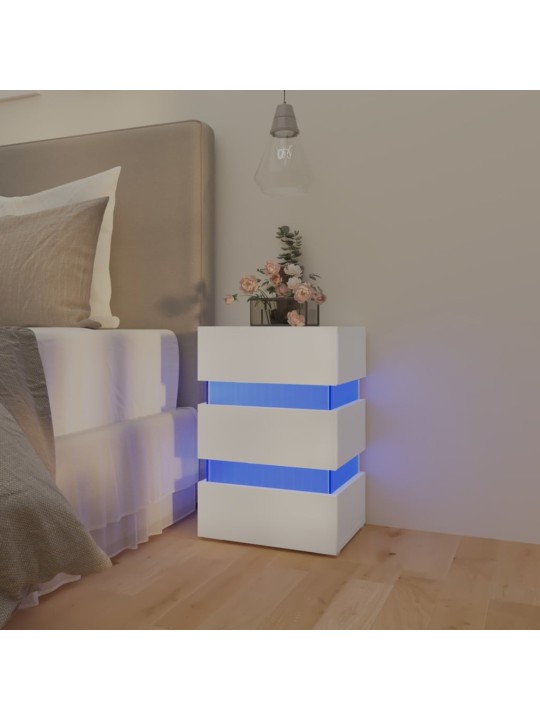 Noční stolek s LED bílý 45 x 35 x 67 cm kompozitní dřevo