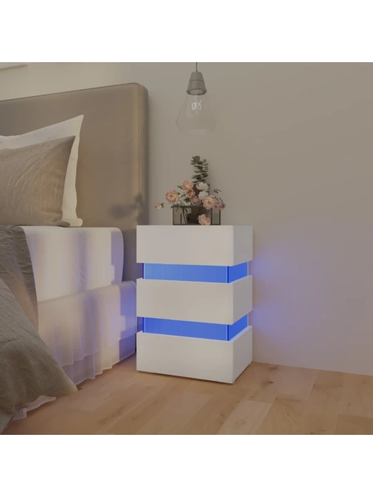 Noční stolek s LED bílý 45 x 35 x 67 cm kompozitní dřevo