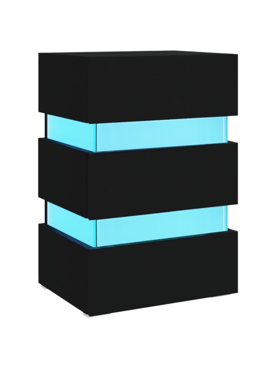 Noční stolek s LED černý 45 x 35 x 67 cm kompozitní dřevo