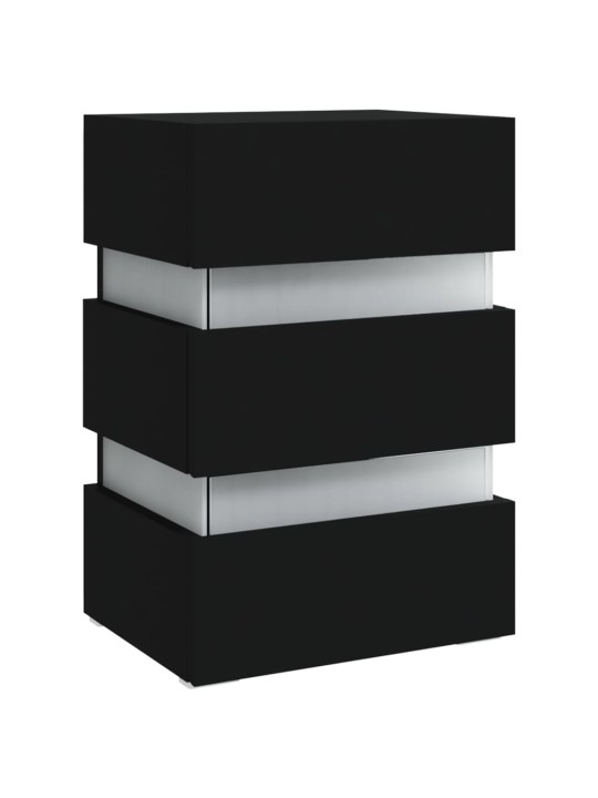Noční stolek s LED černý 45 x 35 x 67 cm kompozitní dřevo