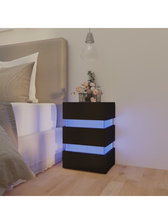 Noční stolek s LED černý 45 x 35 x 67 cm kompozitní dřevo
