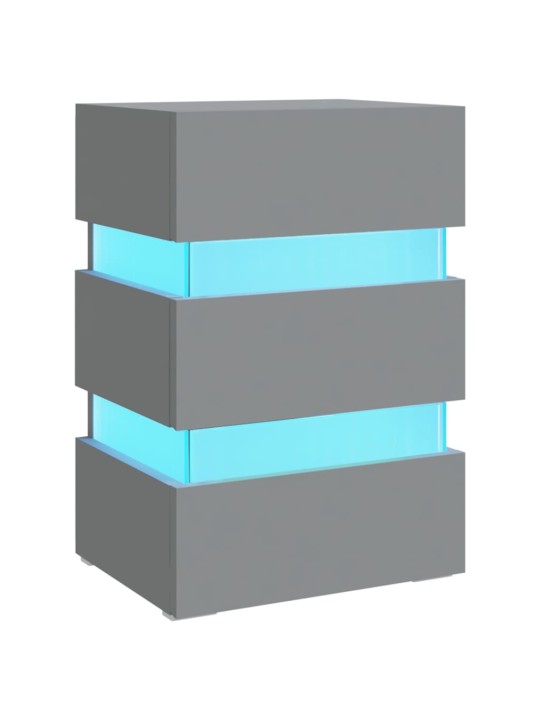 Noční stolek s LED šedý 45 x 35 x 67 cm kompozitní dřevo