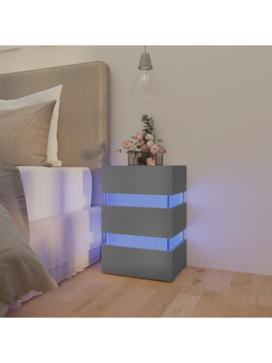 Noční stolek s LED šedý 45 x 35 x 67 cm kompozitní dřevo