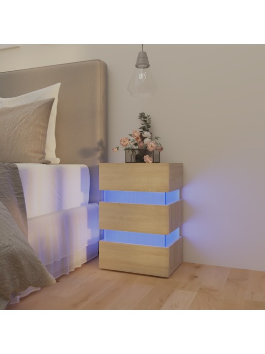 Noční stolek s LED dub sonoma 45 x 35 x 67 cm kompozitní dřevo