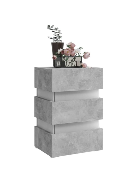 Noční stolek s LED betonově šedý 45x35x67 cm kompozitní dřevo