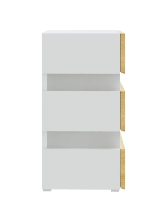 Noční stolek s LED bílý a dub sonoma 45 x 35 x 67 cm kompozit