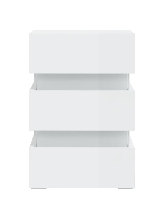 Noční stolek s LED lesklý bílý 45 x 35 x 67 cm kompozitní dřevo