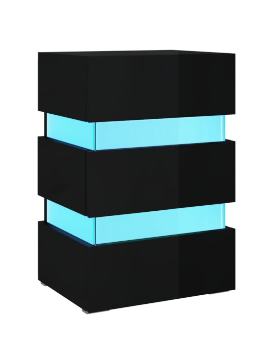 Noční stolek s LED lesklý černý 45x35x67 cm kompozitní dřevo