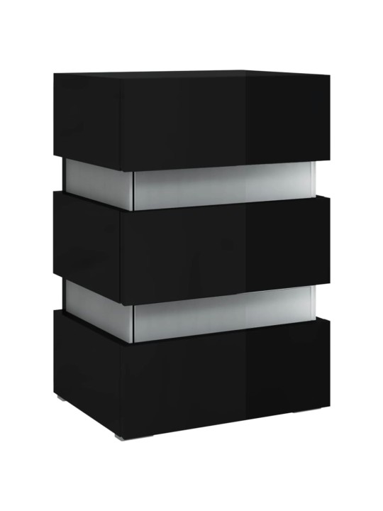 Noční stolek s LED lesklý černý 45x35x67 cm kompozitní dřevo