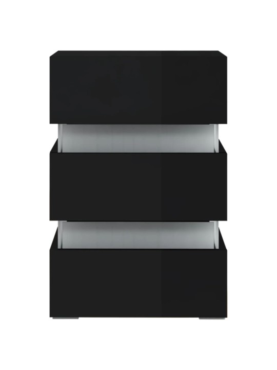 Noční stolek s LED lesklý černý 45x35x67 cm kompozitní dřevo