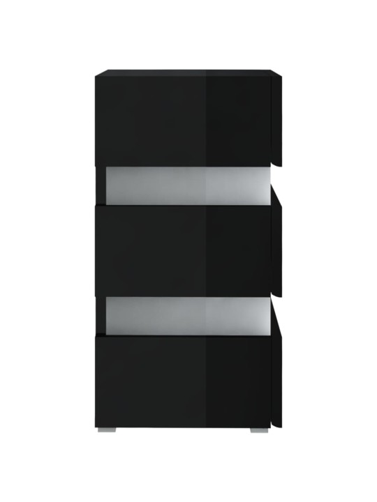 Noční stolek s LED lesklý černý 45x35x67 cm kompozitní dřevo