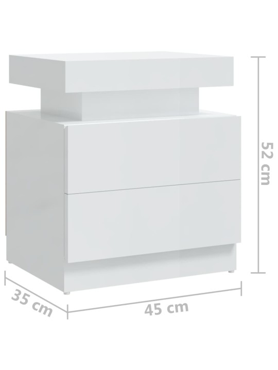 Noční stolek bílý s vysokým leskem 45x35x52 cm kompozitní dřevo