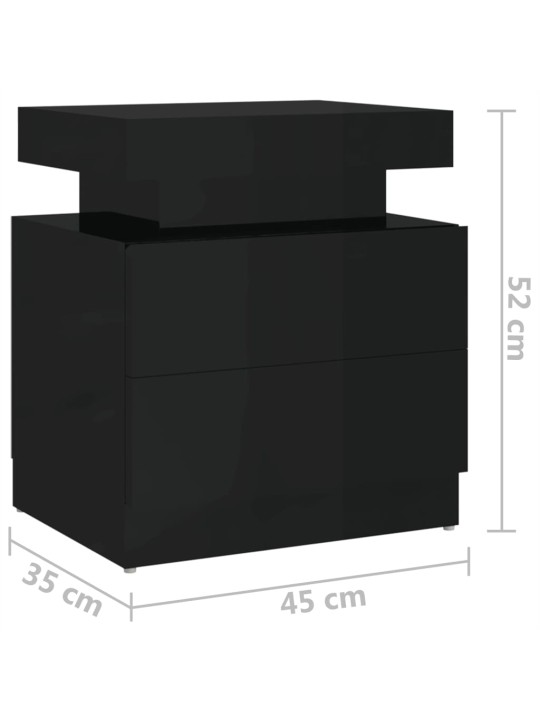 Noční stolek černý s vysokým leskem 45x35x52cm kompozitní dřevo