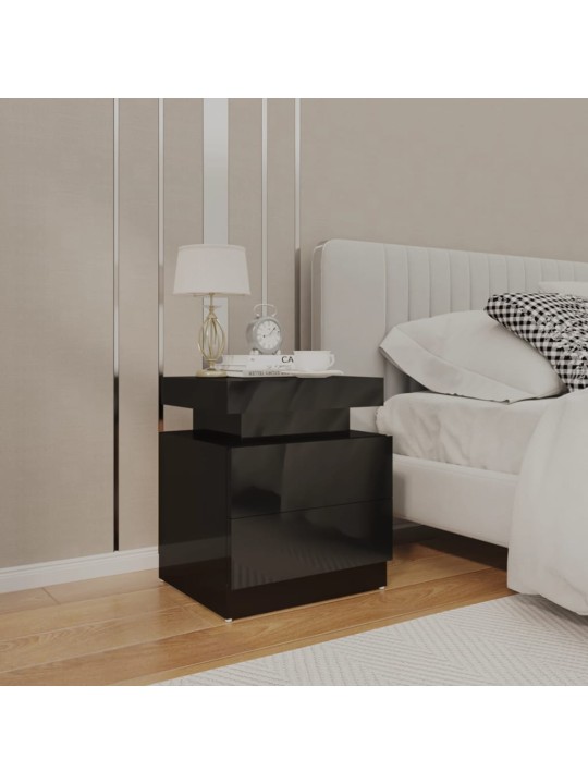 Noční stolek černý s vysokým leskem 45x35x52cm kompozitní dřevo