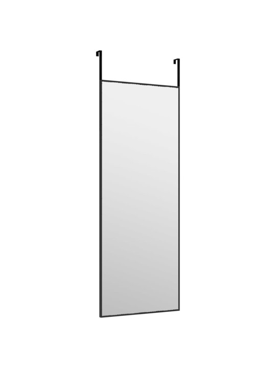 Zrcadlo na dveře černé 30 x 80 cm sklo a hliník