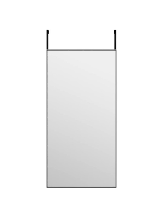 Zrcadlo na dveře černé 40 x 80 cm sklo a hliník