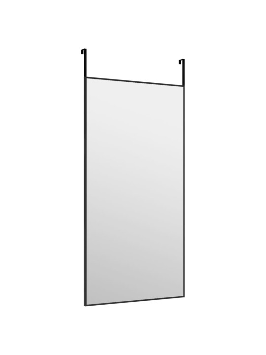 Zrcadlo na dveře černé 40 x 80 cm sklo a hliník