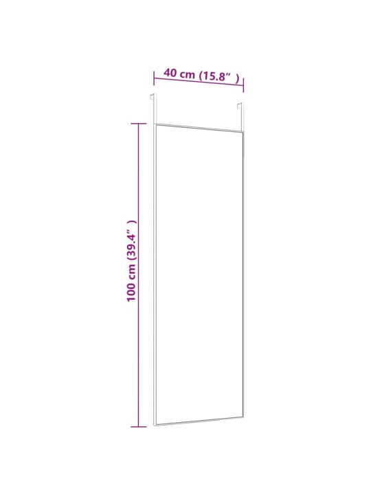 Zrcadlo na dveře černé 40 x 100 cm sklo a hliník