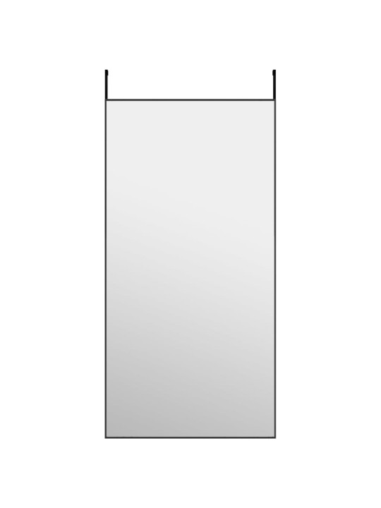 Zrcadlo na dveře černé 50 x 100 cm sklo a hliník
