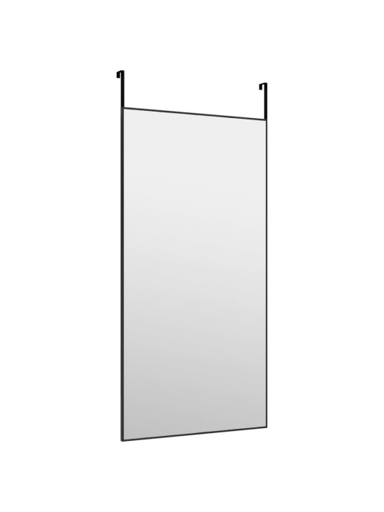 Zrcadlo na dveře černé 50 x 100 cm sklo a hliník