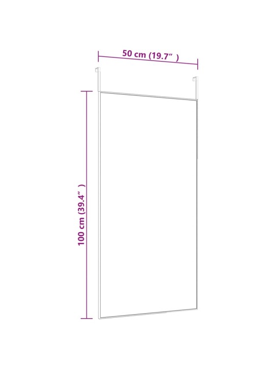 Zrcadlo na dveře černé 50 x 100 cm sklo a hliník