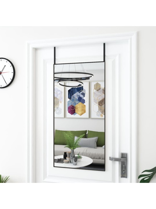 Zrcadlo na dveře černé 50 x 100 cm sklo a hliník